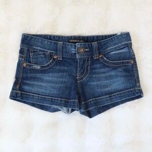 guess jeans y2k low rise denim micro mini shorts dark wash size 26